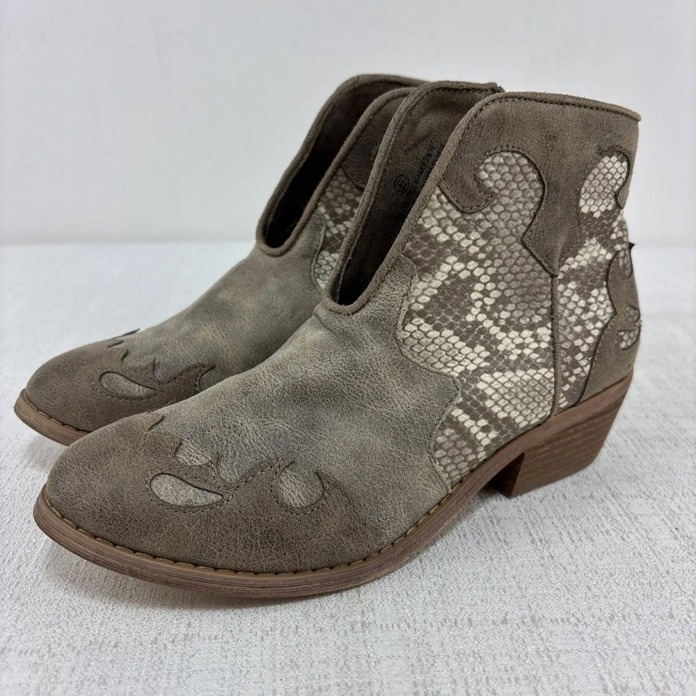 Very G Women's Snakeskin and Faux Leather Ankle Bootie Cowgirl Festival‎ Size 6